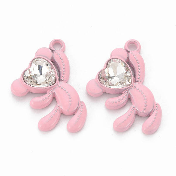 Spray Painted Alloy Rhinestone Pendants