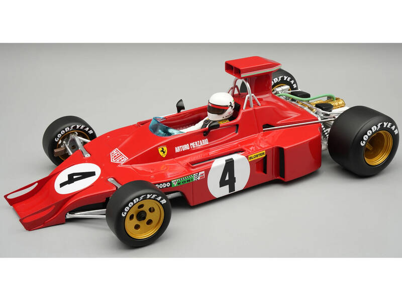 Ferrari 312B3-73 #4 Arturo Merzario Formula One F1 United States GP (1973) Mythos Series with Driver Figure and Display C...