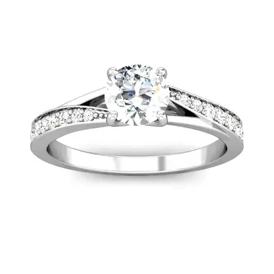 Sterling Silver Round Shaped Moissanite Couple Engagement Ring