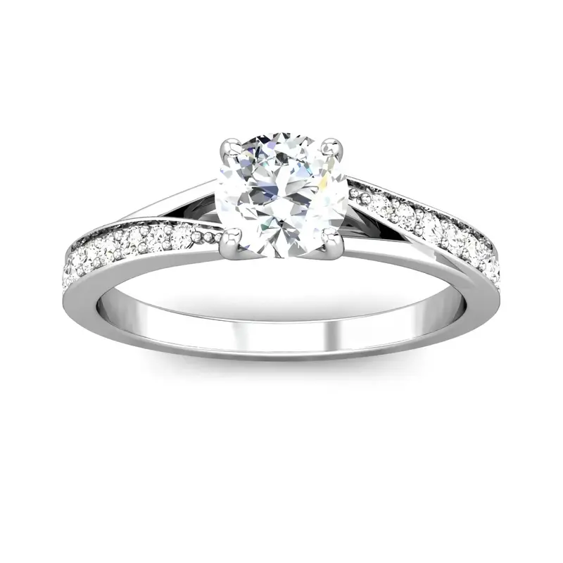 Sterling Silver Round Shaped Moissanite Couple Engagement Ring