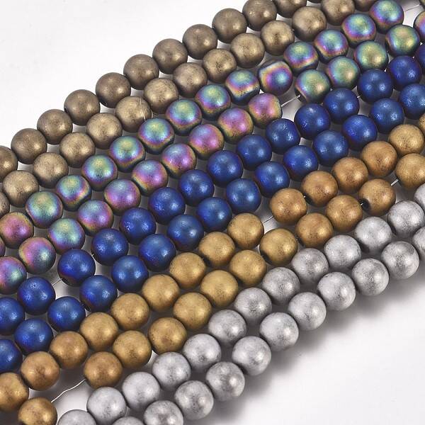 PVD Vacuum Plating Magnetic Synthetic Hematite Beads Strands