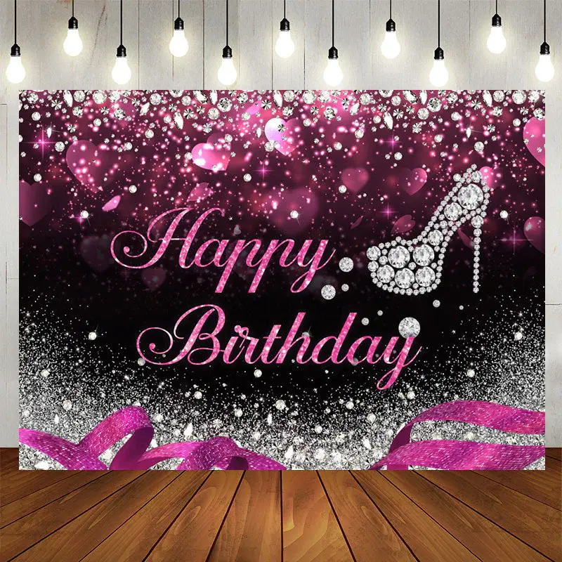 Aperturee Silver Bokeh Glitter Diamond Birthday Backdrop