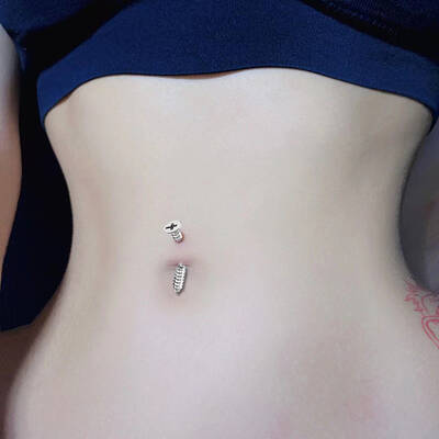 Screw Shaped 304 Stainless Steel Curved Barbell Belly Rings
