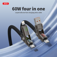 100W charger 4-in-1 USB-C Cable - PD 3A Fast Charging & Data Sync with USB A, Type C & Lightning, , 1m Silicone Cable, Compat...
