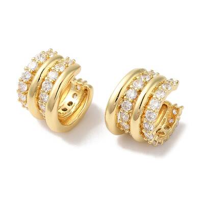 Brass Micro Pave Cubic Zirconia Cuff Earrings