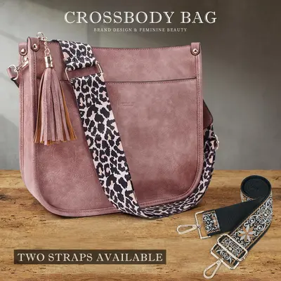 HKCLUF 4053 Crossbody Bag For Women Leather tassel Hobo Handbag Crossbody Bags With 2count Adjustable Guitar Strap Perfect fo...