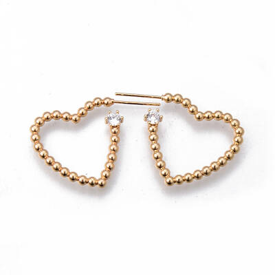 Brass Clear Micro Pave Cubic Zirconia Stud Earrings