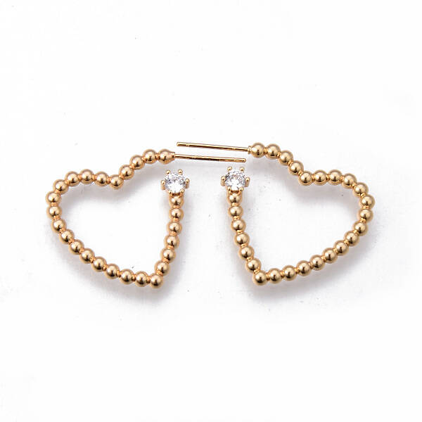 Brass Clear Micro Pave Cubic Zirconia Stud Earrings