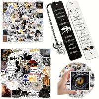 150 PCS Fourth Wing Stickers + 2 Stainless Steel Bookmarks – Fantasy Vinyl Decals with Dragon Tassel Bookmarks. Perfect for...