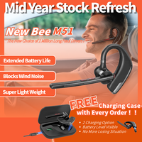 New bee Bluetooth Trucker Headset, Wireless Bluetooth Earpiece for Cellphone with 500mah Charging Case 80h Playtime V5.2 Dual...