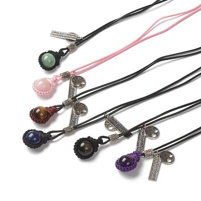 Adjustable Natural Gemstone Pendant Necklaces