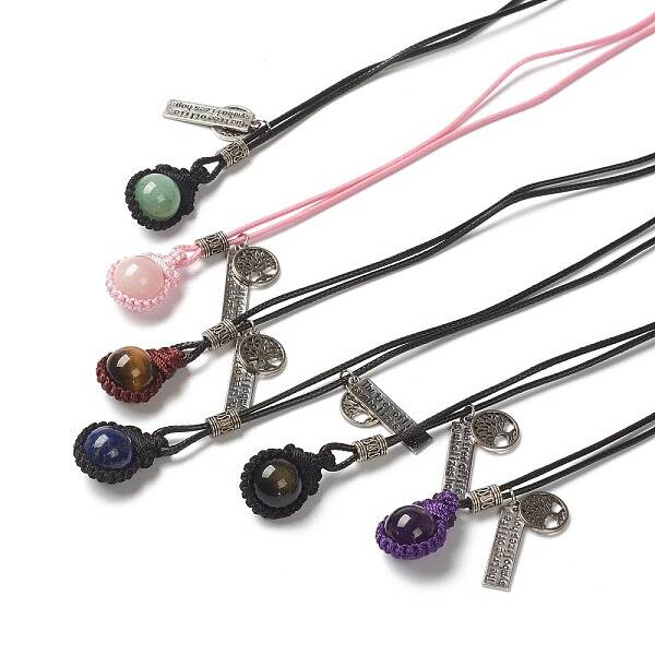 Adjustable Natural Gemstone Pendant Necklaces