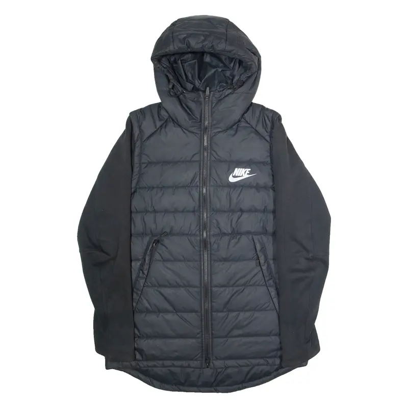 NIKE Mens Puffer Jacket Black Hooded L