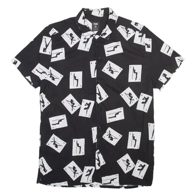 FSBN Mens Shirt Black Crazy Pattern M