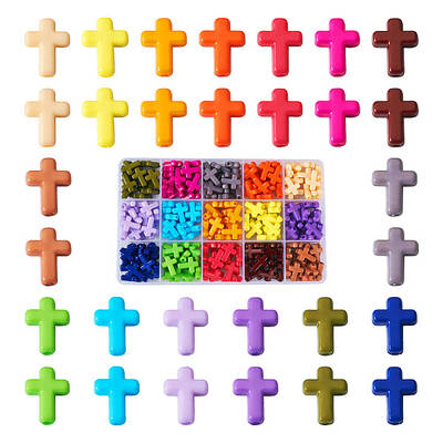 225Pcs 15 Colors Opaque Acrylic Beads