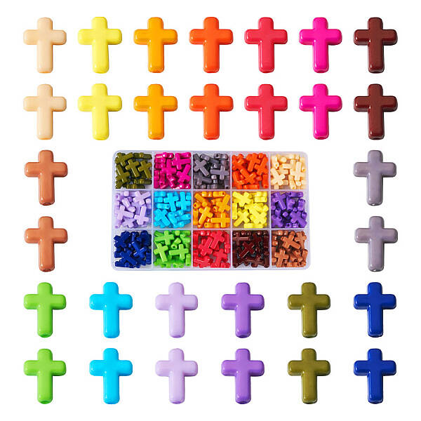 225Pcs 15 Colors Opaque Acrylic Beads