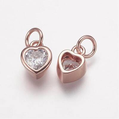 Brass Micro Pave Grade AAA Cubic Zirconia Charms