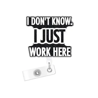 Slogan Graphic Badge Reel, 1 Count Acrylic Bling Retractable Badge Holder for Nurses, Doctors, Students, Workers, Volunteers,...