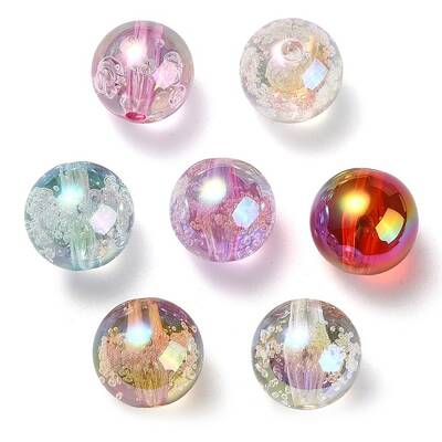 UV Plating Transparent Rainbow Iridescent Acrylic Beads