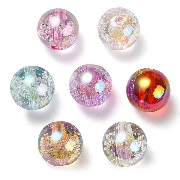 UV Plating Transparent Rainbow Iridescent Acrylic Beads