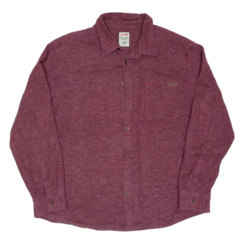 DICKIES Mens Flannel Shirt Maroon Long Sleeve 2XL