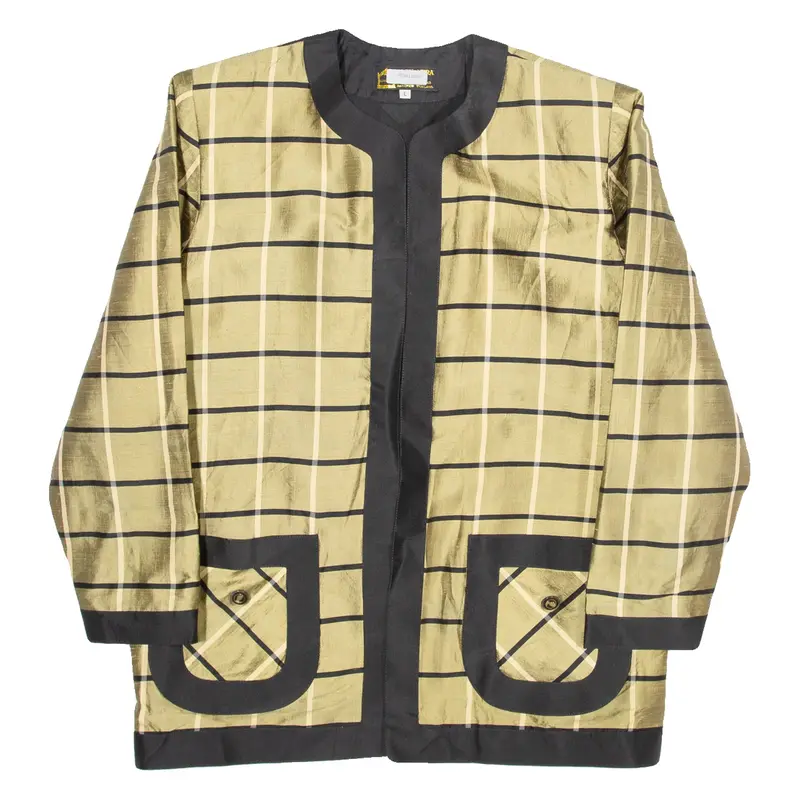 Womens Blazer Coat Gold Gingham L
