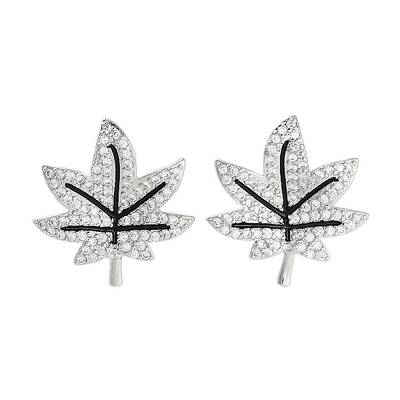 Rack Plating Leaf Brass Stud Earrings