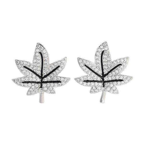 Rack Plating Leaf Brass Stud Earrings