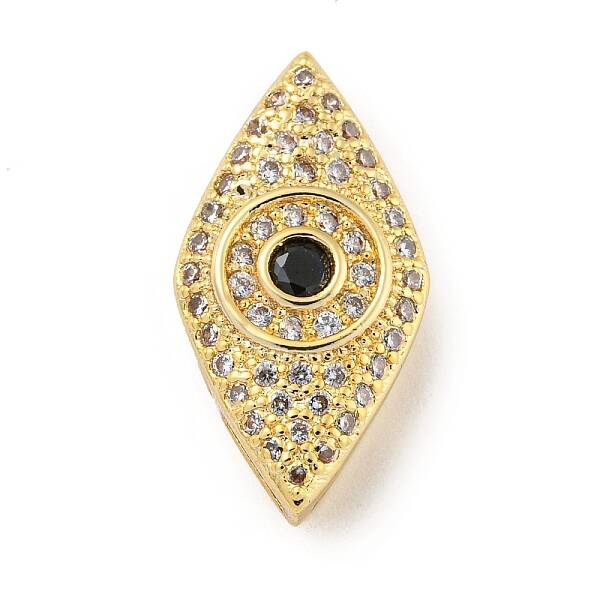 Brass Micro Pave Clear Cubic Zirconia Beads