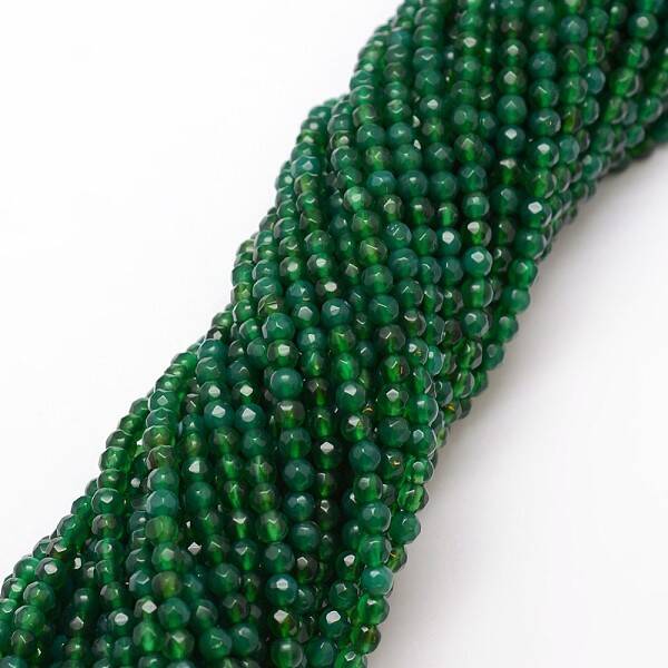 Natural Green Onyx Agate Bead Strands