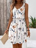 Women's Floral Print Tank Dress, Boho Casual Sleeveless V Neck Dress for Holiday Vacation Daily Wear, Ladies Clothes for All ...