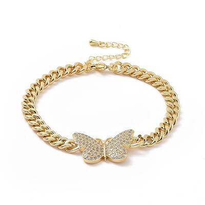 Clear Cubic Zirconia Butterfly Link Bracelet