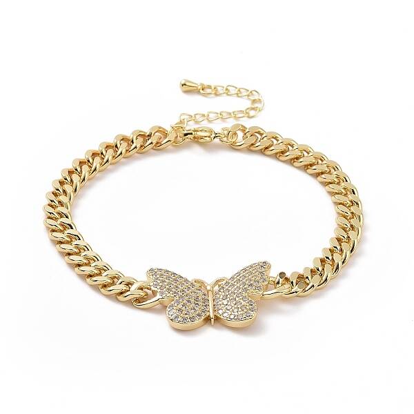 Clear Cubic Zirconia Butterfly Link Bracelet