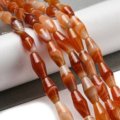 Natural Red Striped Agate/Banded Agate Beads Strands