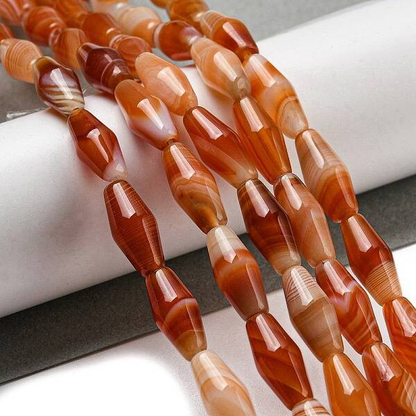 Natural Red Striped Agate/Banded Agate Beads Strands