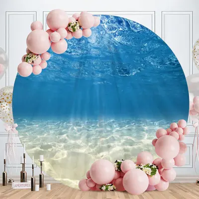 Aperturee Shark In The Sea Happy Birthday Round Backdrop | Round Backdrop For Birthday Party | Birthday Backdrop Ideas | Roun...