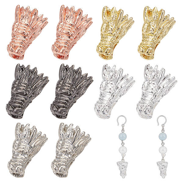 10Pcs 5 Colors Dragon Head Alloy Beads