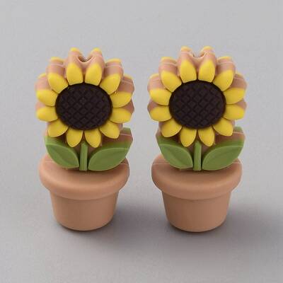 Sunflower Flowerpot Food Grade Eco-Friendly Silicone Beads