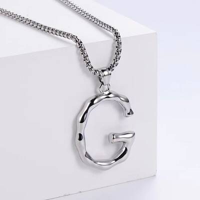 3Pcs Stainless Steel Textured Letter Pendant Box Chain Necklaces