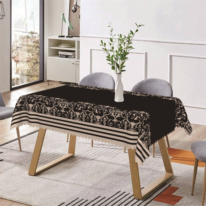 Gold Pattern Black Stripe Retro Rectangle Tablecloth - Aperturee