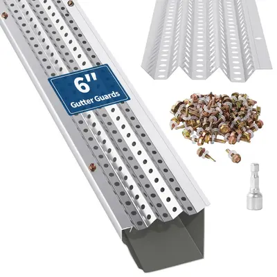 Garvee Gutter Guard 6 Inch, Leaf Guards for Gutters, 67 PCS (200 Ft), 0.275 Hole, 0.02 Thick, Universal Fit for Any Roof or...