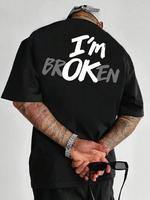 Men's Letter Print / Plain Tee, Street Fashion Casual Short Sleeve Round Neck T-shirt for Summer, Menswear for Daily Wear