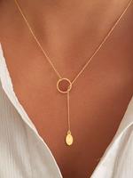 Simple Letter Pendant Necklace for Women, Luxury Jewelry, Round Charm Stainless Steel Jewelry for Party, Daily Clothing Decor...