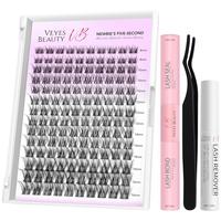 VEYESBEAUTY LuxeBold Cluster Lashes Kit Individual Lash Extensions Newbie's Five-Second DIY Dramatic Volume Eyelash Wispy Fau...