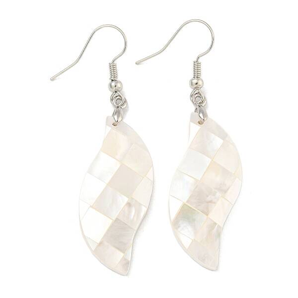 Rack Plating Brass Natural White Shell Dangle Earrings