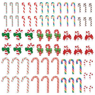 72Pcs 12 Styles Christmas Theme Opaque Resin Cabochons