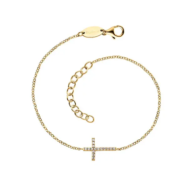 Engelsrufer Fashion golden bracelet with cross ERB-LILCROS-ZIG