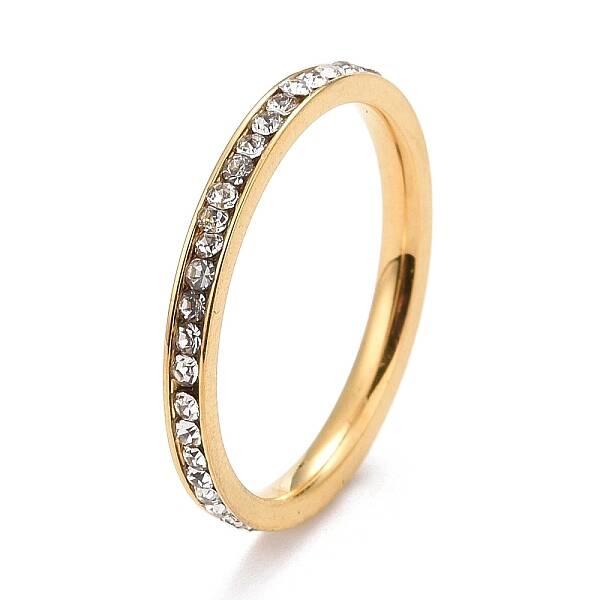 304 Stainless Steel Rhinestone Rings