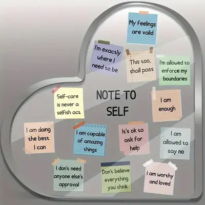 Room Decor Self Motivational Acrylic Plaque Decoration, Heart Shaped Letter Pattern Positive Decorative Sign, Desk Ornament f...