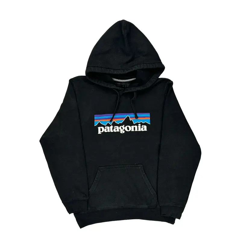 Patagonia Logo Patagonia Spellout Hoodie - Small Black Cotton Blend